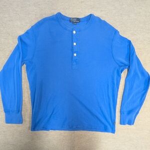 Polo Ralph Lauren Ocean Sky Azure Blue Long Sleeve Henley Thermal Lightweight XL